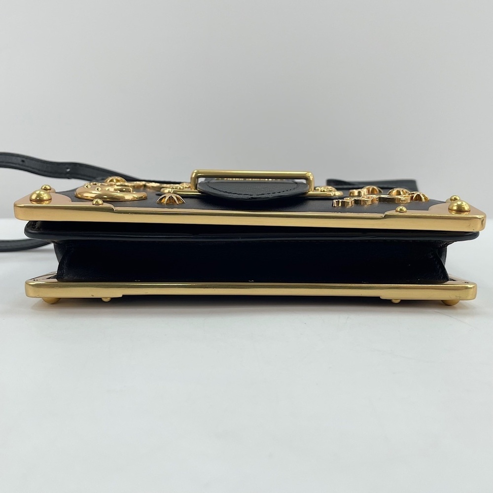 Prada Cahier Studded Shoulder Bag, Black - Picture 7 of 12